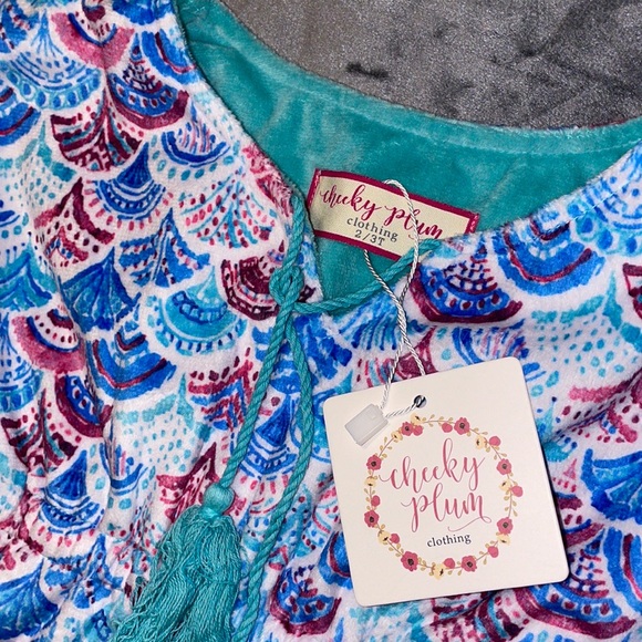 3 pc 2T Cheeky Plum Mermaid Cap Sleeve Bikini Swim Suit NWT & Cover So Cute!!! - Picture 4 of 15